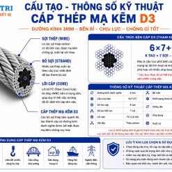 Cấu tạo cáp thép mạ kẽm D3 - cáp mạ kẽm
