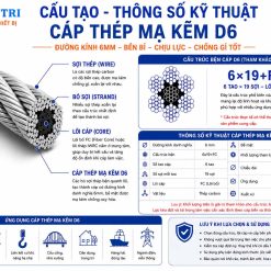 Cấu tạo cáp thép mạ kẽm D6 - cáp mạ kẽm