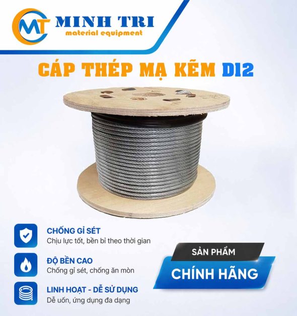 Cáp thép mạ kẽm D12