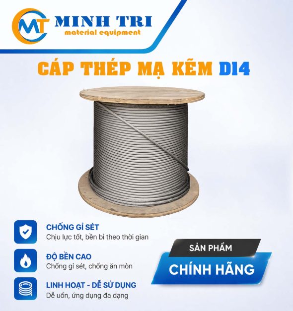 Cáp thép mạ kẽm D14