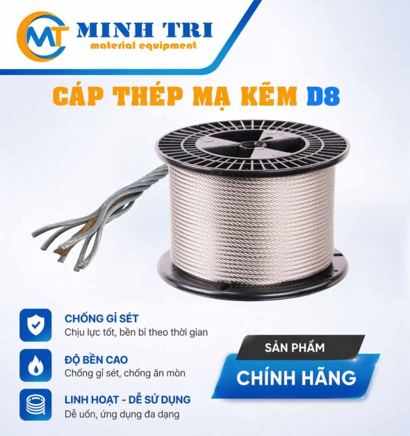 Cáp thép mạ kẽm D8