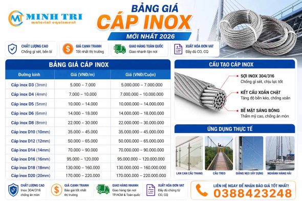 bảng giá cáp inox