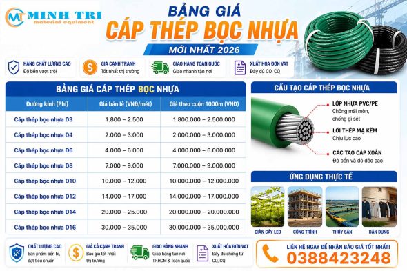 bảng giá cáp thép bọc nhựa