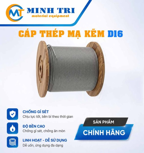 Cáp thép mạ kẽm D16
