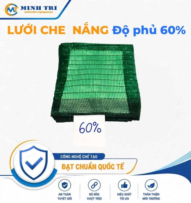 Bề mặt lưới che nắng có độ che 60 phần trăm