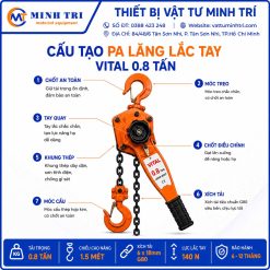 cấu tạo pa lăng lắc tay vital 0.8 tấn