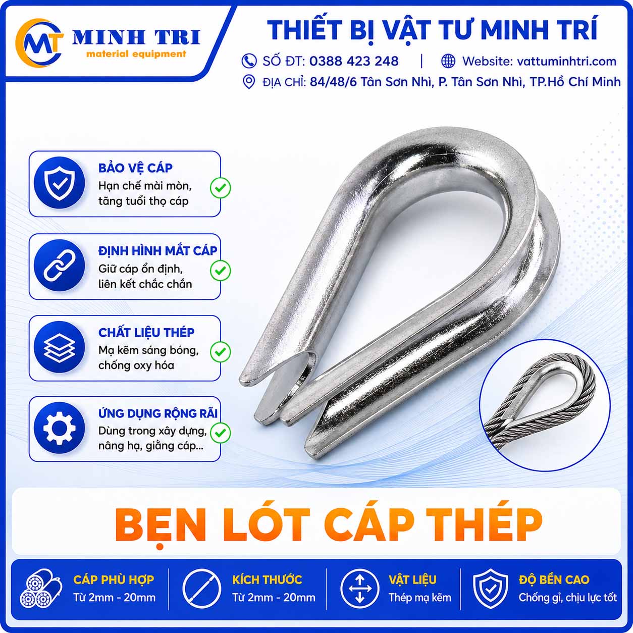 Bẹn lót cáp thép mạ kẽm