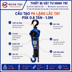cấu tạo pa lăng lắc tay psk 0.8 tấn - 1.5m