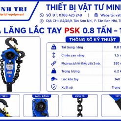 thông số kỹ thuật pa lăng lắc tay psk 0.8 tấn 1.5m