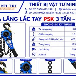 thông số kỹ thuật pa lăng lắc tay psk 3 tấn