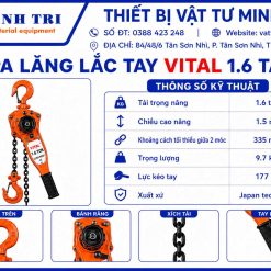 thông số kỹ thuật pa lăng lắc tay vital 1.6 tấn