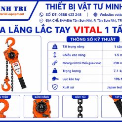 thông số kỹ thuật pa lăng lắc tay vital 1 tấn