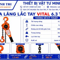 thông số kỹ thuật pa lăng lắc tay vital 6.3 tấn