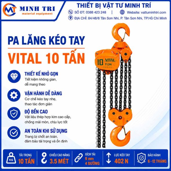 Pa lăng kéo tay Vital 10 tấn chính hãng