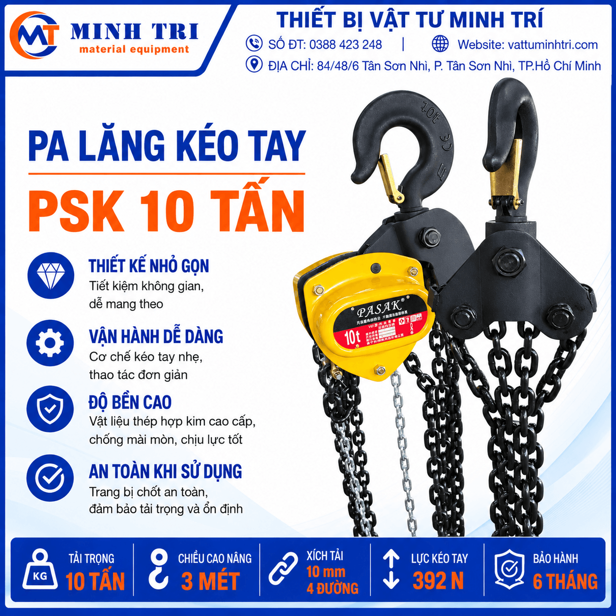 Pa lăng kéo tay PSK 10 tấn