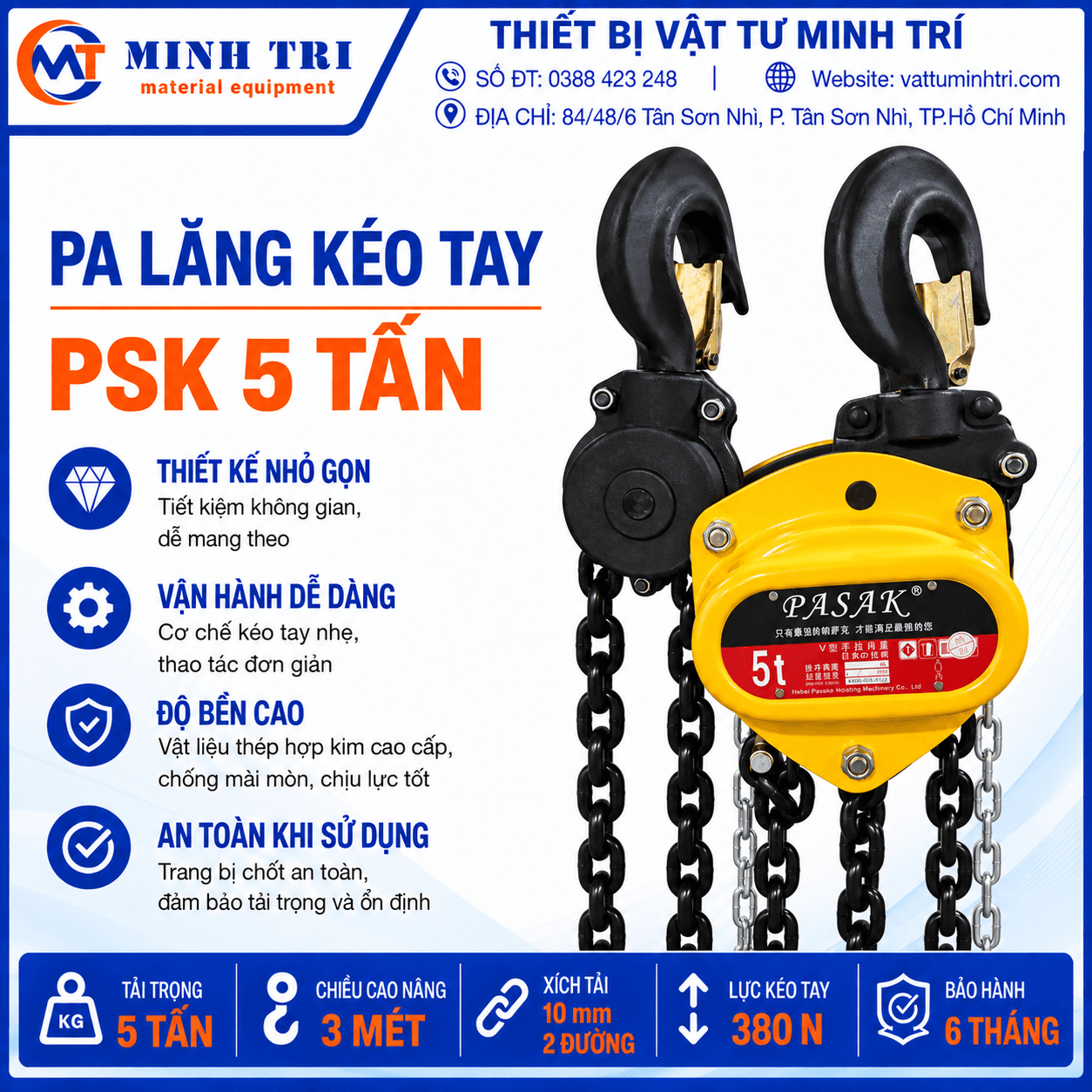 Pa lăng kéo tay PSK 5 tấn