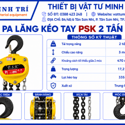 Thông số kỹ thuật pa lăng kéo tay PSK 2 tấn