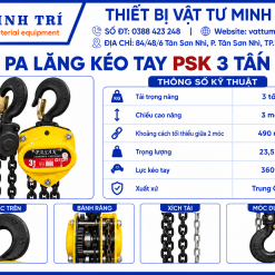 Thông số kỹ thuật pa lăng kéo tay PSK 3 tấn