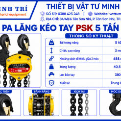 Thông số kỹ thuật pa lăng kéo tay PSK 5 tấn