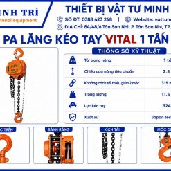 thông số kỹ thuật pa lăng kéo tay vital 1 tấn