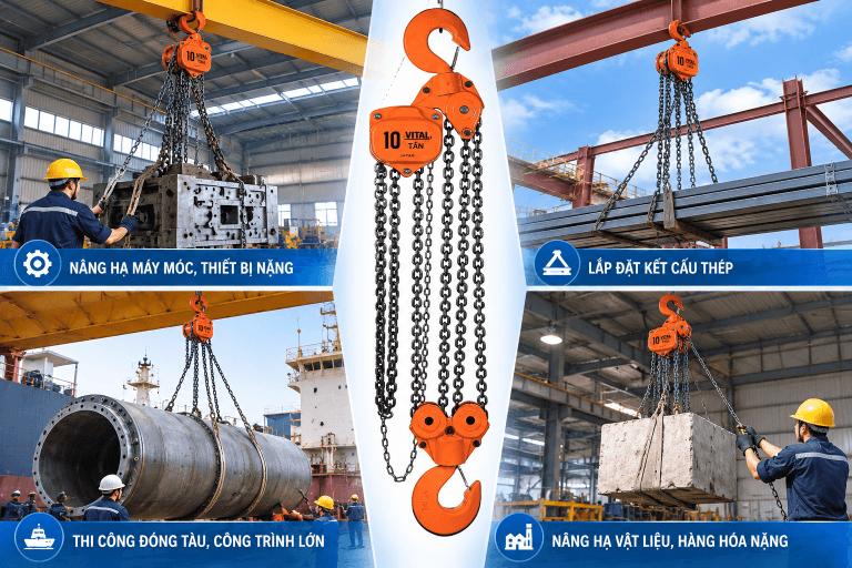 Hình minh họa ứng dụng pa lăng - Lắp đặt máy móc